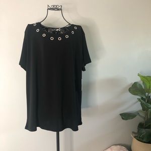 89th+ Madison Black Rhinestone Blouse-XL